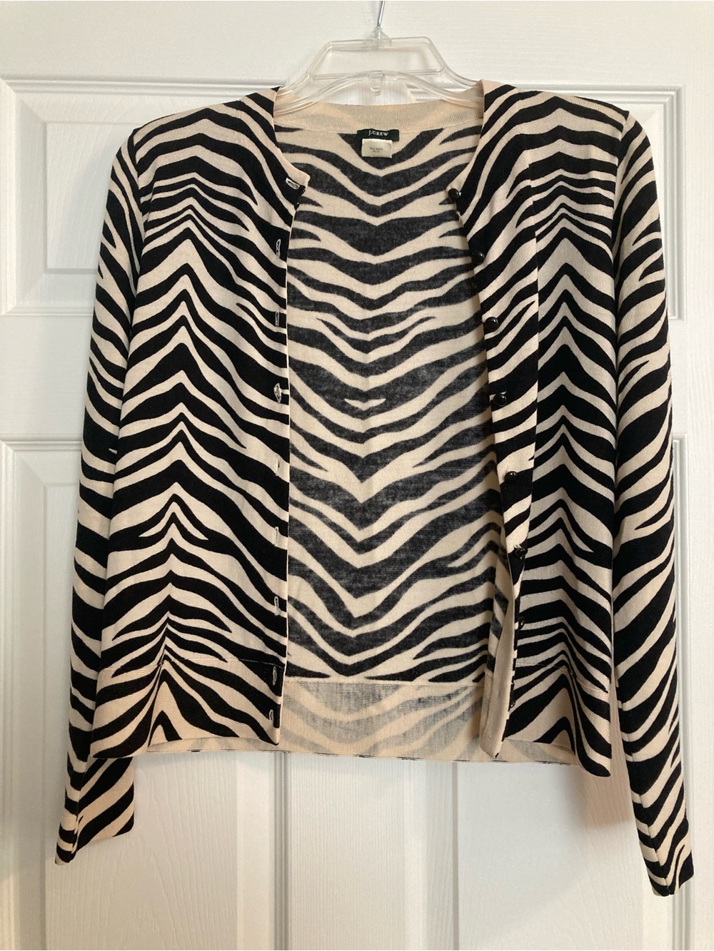 J. Crew Zebra-Pattern Black and Cream Cardigan